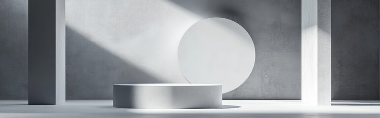 Leinwandbilder - Abstract minimal scene featuring geometric shapes Empty cylindrical podium set against a minimalistic background Design intended for product showcase 3D rendering