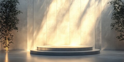 Poster - Abstract background featuring a podium and wall in a rendered scene 3D illustration and rendering