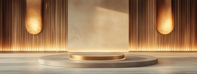 Aufkleber - Elegant background featuring a pedestal and showcase 3D illustration and rendering