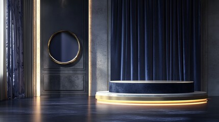 Poster - Elegant background featuring a pedestal and a display case 3D rendering illustration