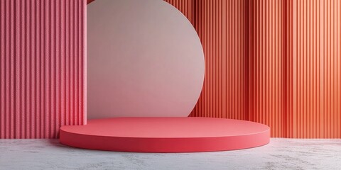 Canvas Print - Minimalist scene featuring a red podium for mockup presentations with ample copy space and an abstract 3D rendered background design