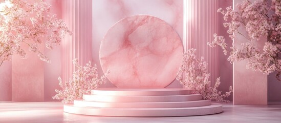 Poster - Light pink and pink podium backdrop