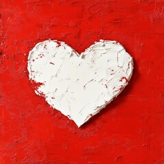 Sticker - A white heart on a textured red background.