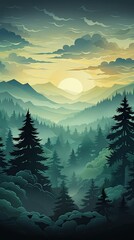 Poster - Misty mountain sunrise