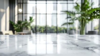 Wall Mural - Marble Tabletop with Blurred Cityscape View