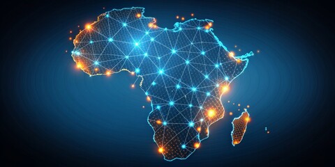 Africa Networked, Blue and Orange, Connected Continent, Data, Technology, Globalization, Network