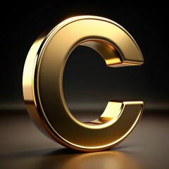 Poster - 3D Rendered Golden Letter C, Isolated on Black Background, Glossy Metal, 3D Rendering, Gold, Letter C