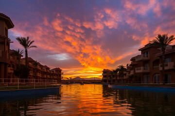 Poster - View of sunset in Sharm El Sheikh resort