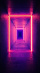 Aufkleber - Futuristic corridor with neon pink lights creating a hypnotic perspective. Modern digital art and technology concept