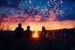 © Nima - Three friends sit around a holographic bonfire, mesmerized by the dancing flames and the glowing stars in the night sky. The scene depicts a magical and intimate moment of shared connection under a br
