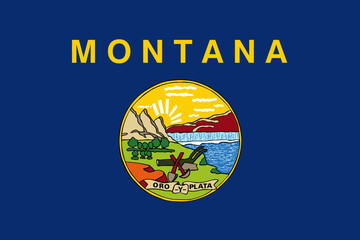 Wall Mural - Montana State Flag vector illustration with actual colors palette for state