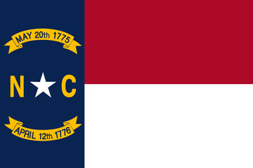 Wall Mural - North Carolina State Flag vector illustration with actual colors palette for state