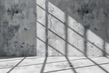 Wall Mural - Shadows and Light Play on a Textured Concrete Wall