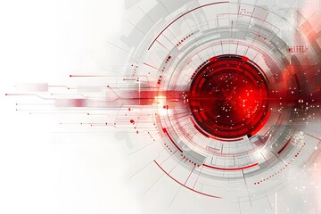 Poster - Futuristic Abstract Design with Red Circular Elements and Dynamic Lines