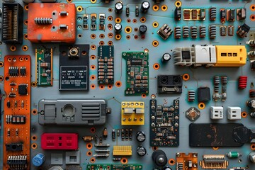 Poster - Intricate Circuit Board Design Showcasing Electronic Components and Connections