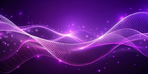 Wall Mural - Purple Glowing Abstract Wave, Digital Art, Neon, Abstract Background, Glowing , Wave, Abstract