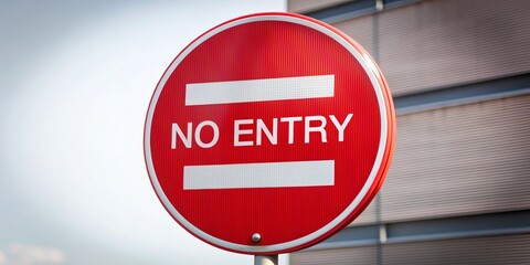 Red Circle No Entry Sign with White Border, Road Sign, Traffic Sign, Warning ,road ,traffic,sign