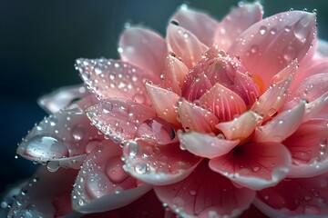 Canvas Print - Delicate Pink Lotus Flower Adorned with Raindrops