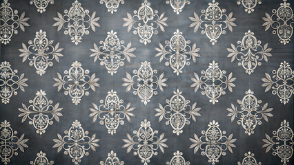 Wall Mural - seamless chalkboard texture with retro patterns in black and white colors and soft lighting