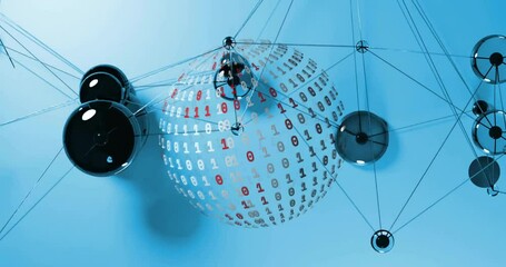 Poster - Animation of network of connections with spheres over globe of binary coding
