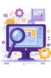 © Georgii - Illustration of a computer screen with a magnifying glass symbolizing online search and data analysis in a digital landscape