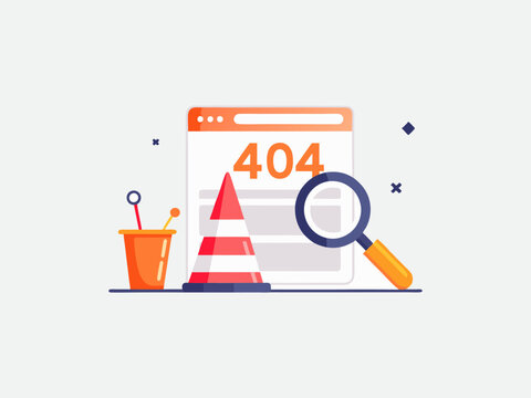 flat style Error 404 landing page not found for website design concept