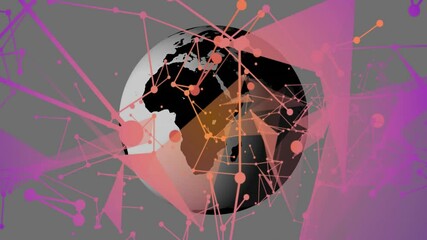 Poster - Animation of digital data processing with connections over globe