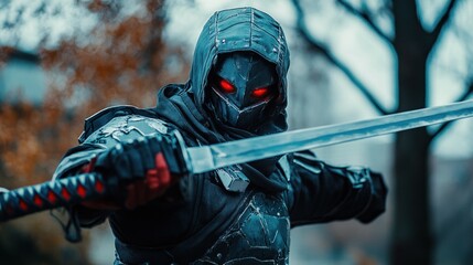 Cosplay Warrior with Red Eyes