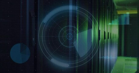 Poster - animation of digital data processing with connections over computer servers