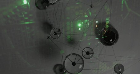 Poster - animation of digital data processing with connections over computer servers