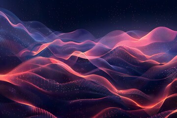Poster - Ethereal Waves of Light and Color in a Digital Landscape