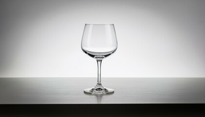 Wall Mural - An elegant empty wine glass, showcasing its sleek design, set against a minimal white backgr 