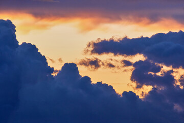 Bright dramatic cloudy sunset sky background