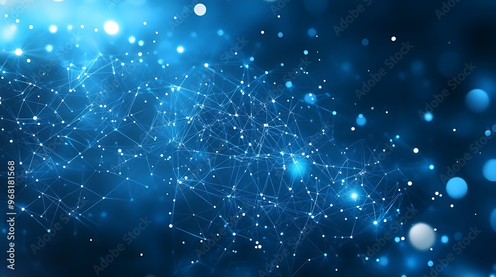 Abstract blue polygon tech network with connect technology background ...