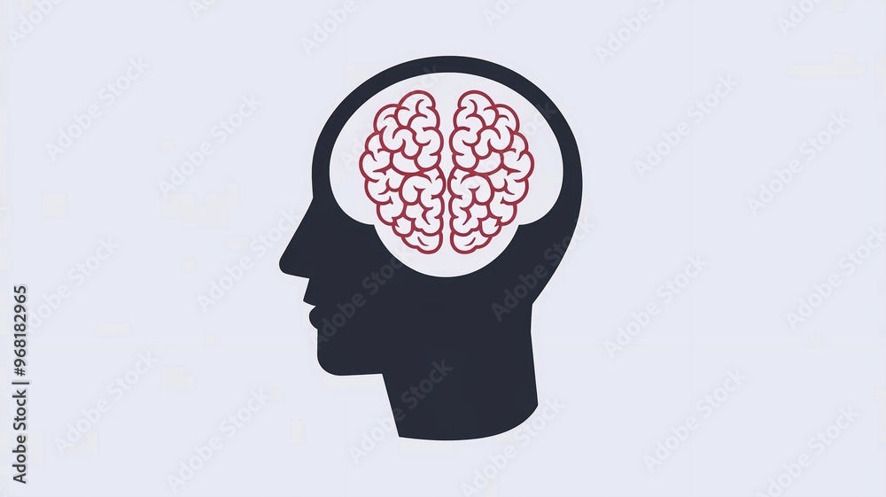Illustration of a head silhouette with an anatomical heart symbol ...