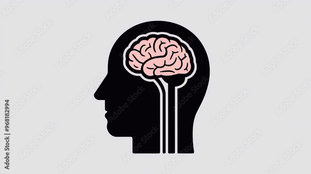 Illustration of a head silhouette with an anatomical heart symbol ...