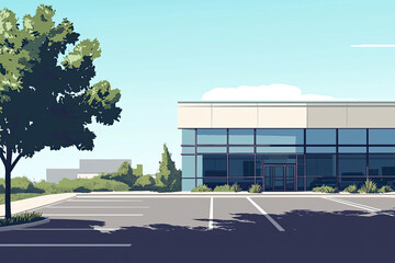 Wall Mural - A simple illustration of government office exterior with clear sky