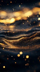 Poster - Abstract golden bokeh light on black background