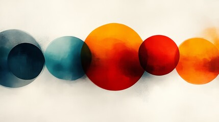 Poster - Abstract geometric composition with colorful circles on a light background, modern art concept