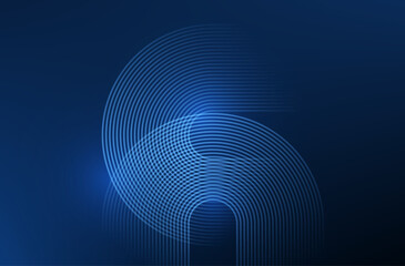 Fototapete - Abstract background vector design. Glow circle lines background. Minimal geometric circular dark blue pattern. Technology design concept. Modern shiny rounded lines banner.