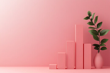 Poster - Minimalistic design of bar chart showing profits with plant