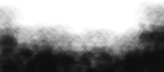 realistic dark black smoke isolated on transparent white background. floating dark fog effect. black