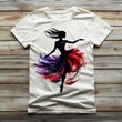 © Chawakorn - A stylish t-shirt featuring a silhouette of a dancer with colorful flowing skirts.