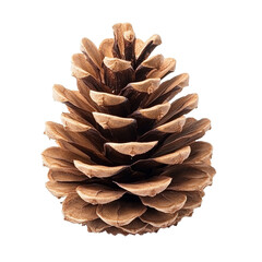 Natural pine cone on white background in detail, transparent