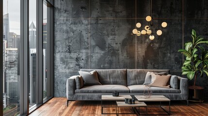 Wall Mural - Modern living room with a view