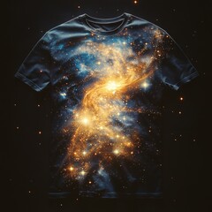 Canvas Print - A t-shirt featuring a cosmic galaxy design with stars and swirling colors.