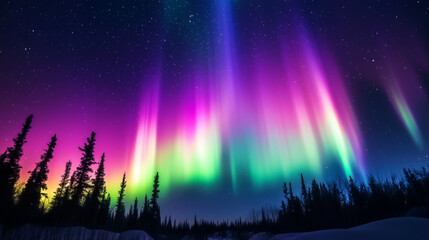 Wall Mural - The Aurora Borealis lights up in the Night Sky