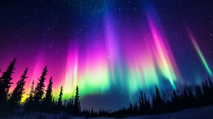 Wall Mural - The Aurora Borealis lights up in the Night Sky