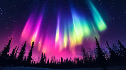 Wall Mural - The Aurora Borealis lights up in the Night Sky