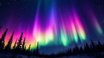 Wall Mural - The Aurora Borealis lights up in the Night Sky